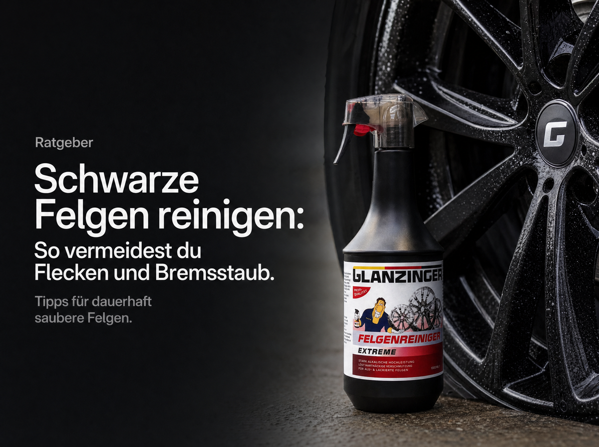 Schwarze Alufelgen reinigen und Bremsstaub mit Felgenreiniger entfernen