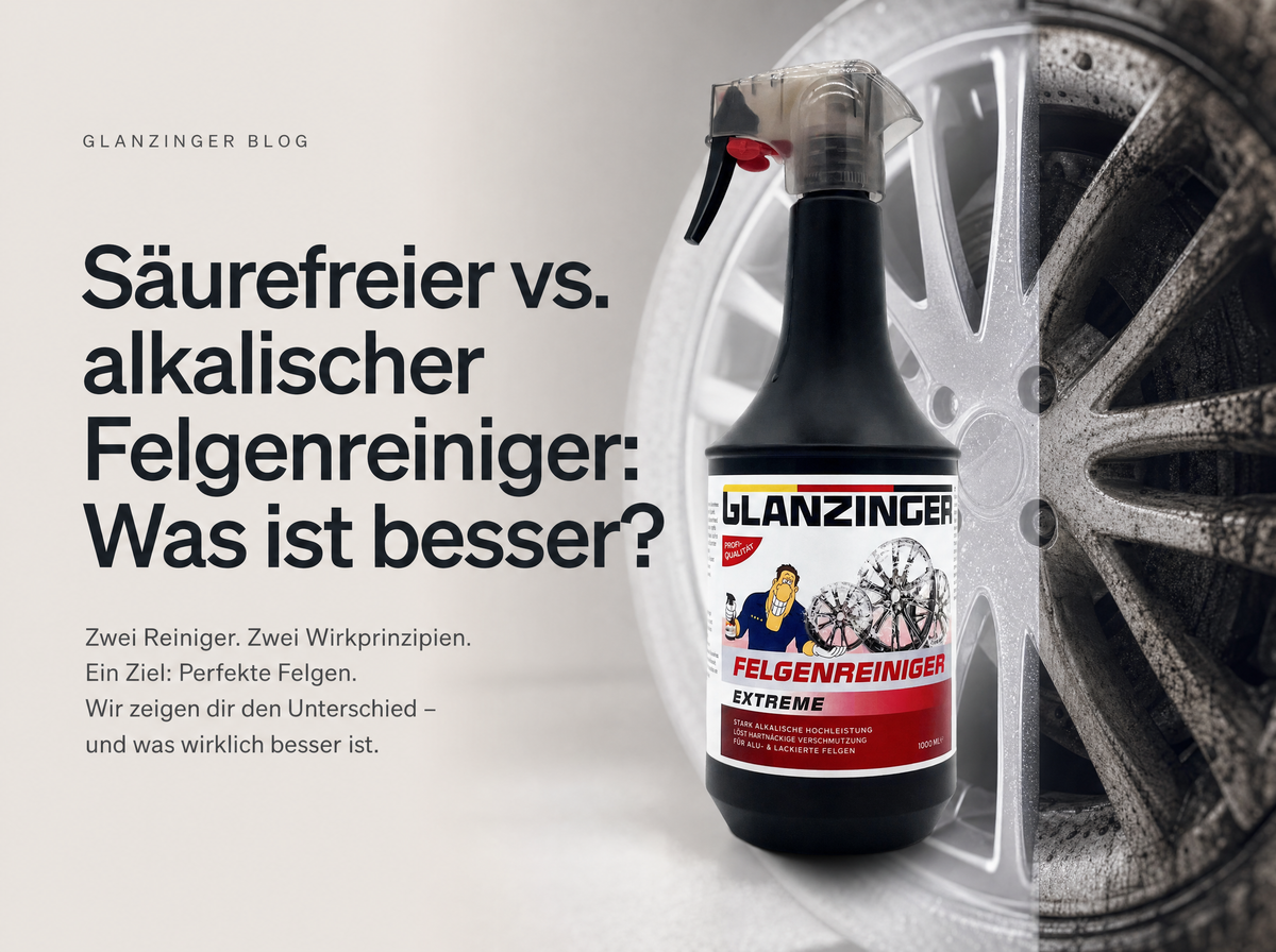 Säurefreier und alkalischer Felgenreiniger gegen Bremsstaub im Vergleich